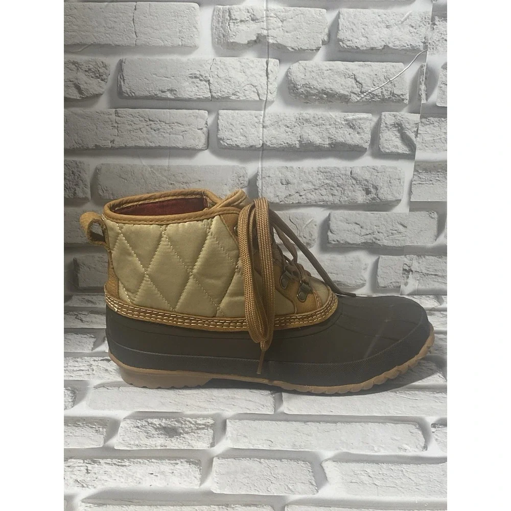 J. Crew Heritage Duck Boots in Quilted Nylon Khaki Loden Multi Lace‎ Up Shoes 10